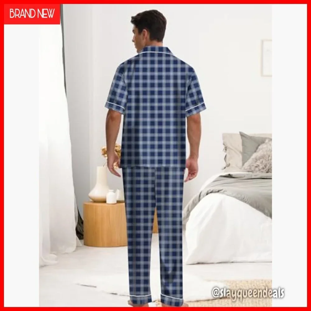 Men's Satin Pajama Set 2-Piece Short Sleeve Button Down Sleepwear